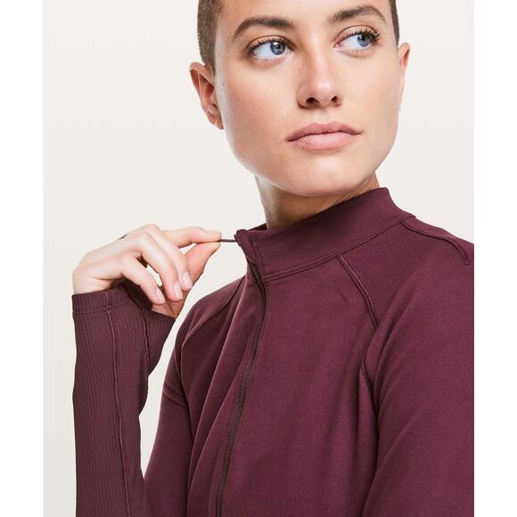 Lululemon Small Burgundy Maroon Its Rulu Long Sleeve Top 1/2 Zip Pullover Jacket - Picture 6 of 13
